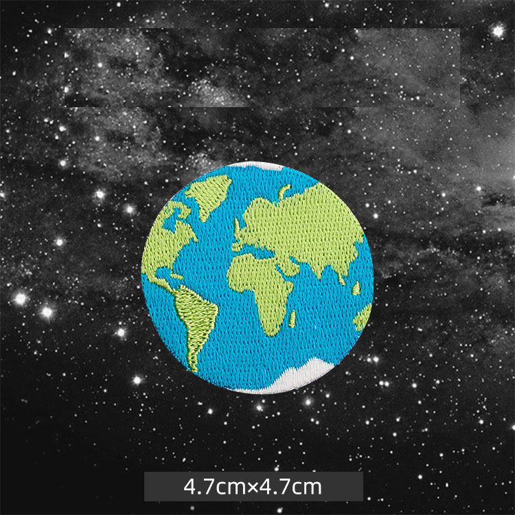 自粘地球刺绣布贴衣服鞋子小补丁贴羽绒服无痕修补破洞圆形装饰贴