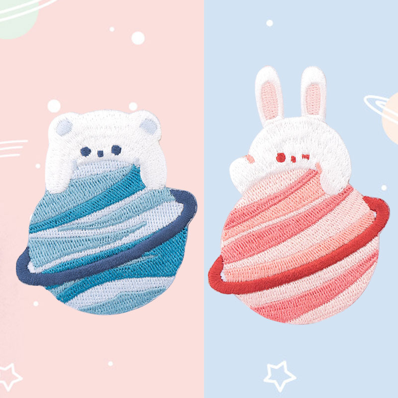 自粘猫咪刺绣羽绒服装饰补丁贴