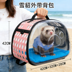 雪貂专用背包外出手提斜跨便携笼子宠物安格鲁貂狐獴的透明外带包