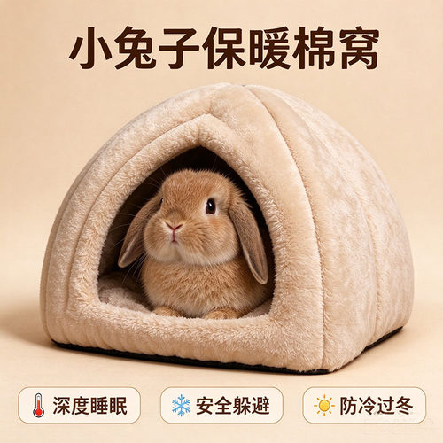 小兔子保暖窝冬季防寒冷宠物兔兔防寒冷窝过冬天睡觉的房子屋用品