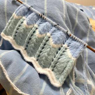 水浪花波浪纹围巾diy材料包手工编织毛线钩针皮草围脖送女男朋友