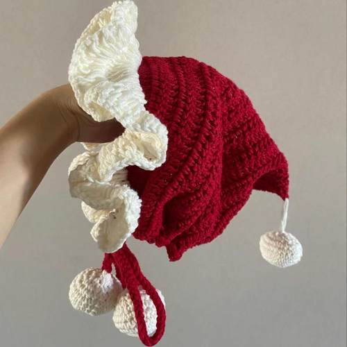 小红帽围巾diy材料包毛线手工编织钩针护耳帽送女朋友闺蜜礼物