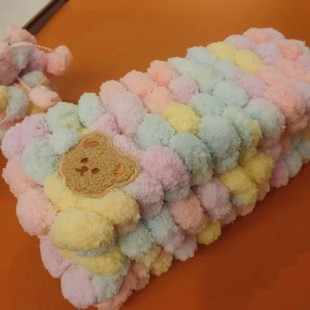 大圆球球围巾diy材料包手工编织送女男朋友球球毛线团豆豆线围脖