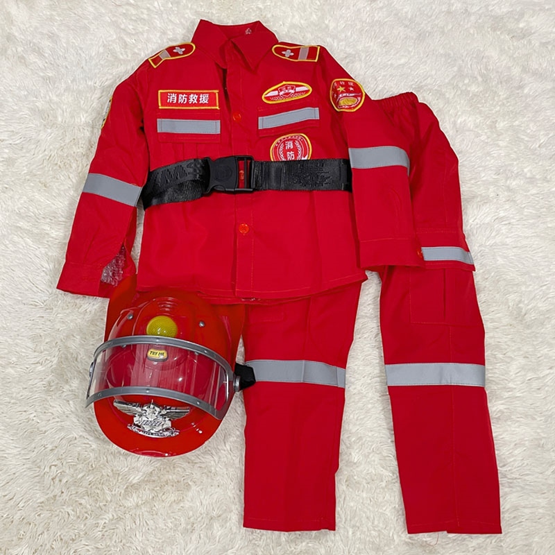 儿童消防员装备体能训练幼儿园生日礼物帽子演出服背包水枪万圣节