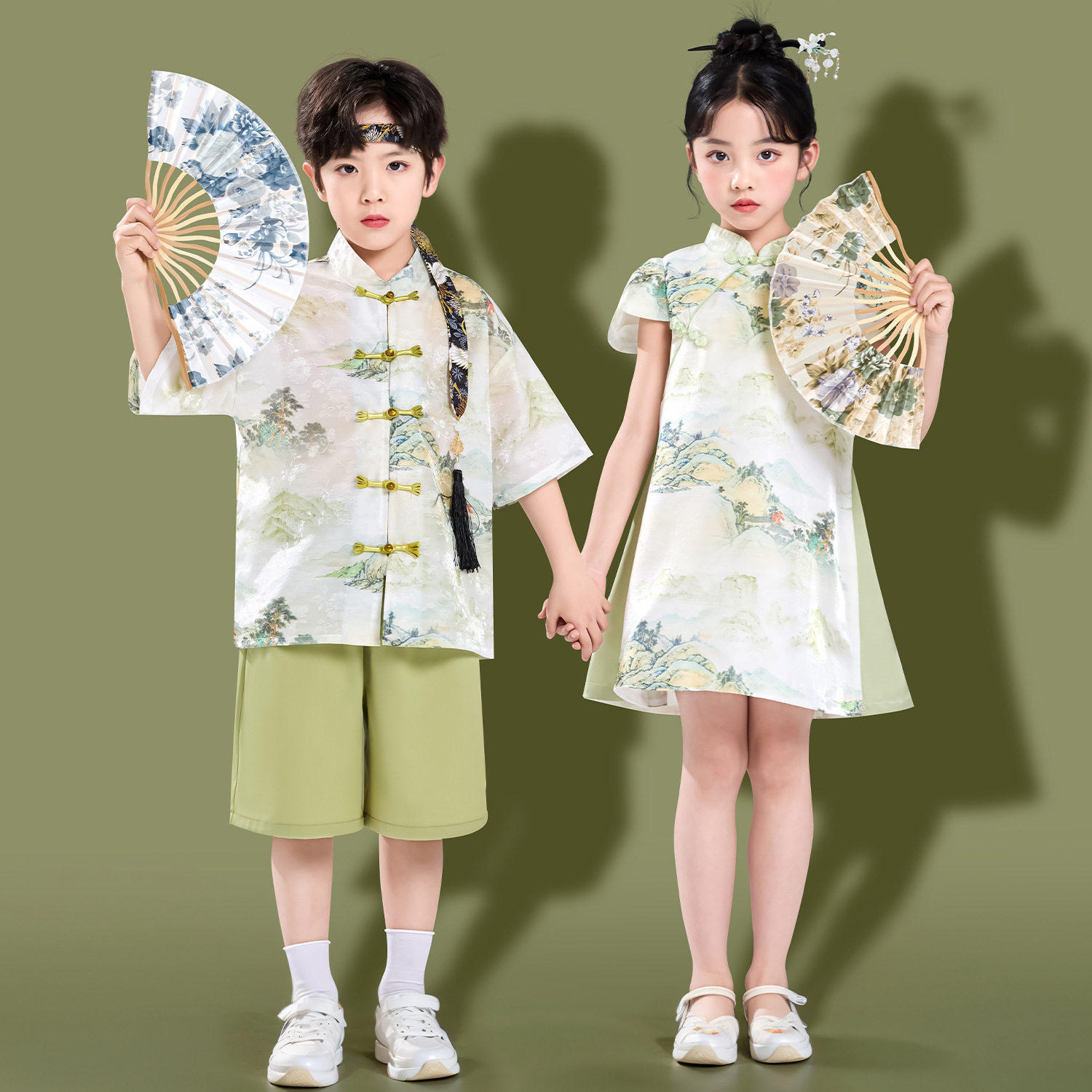 女童连衣裙夏装汉服旗袍裙儿童公主裙复古中国风唐装裙子民族风