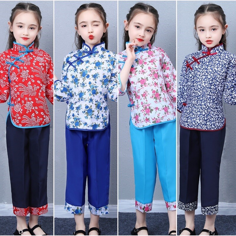 农民演出服儿童村姑小女孩小品留守媒婆支教陕北采茶戏碎花农夫