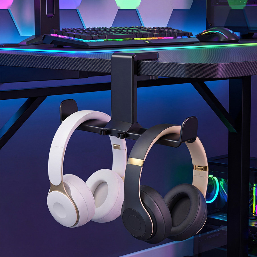 头戴式耳机支架二合一耳机支架免打钉360度旋转耳机支架耳机挂钩创意多功能电竞蓝牙耳麦电脑桌下收纳支架托,3C数码配件,耳机支架,淘宝优惠券,粉丝福利购,淘宝优惠卷