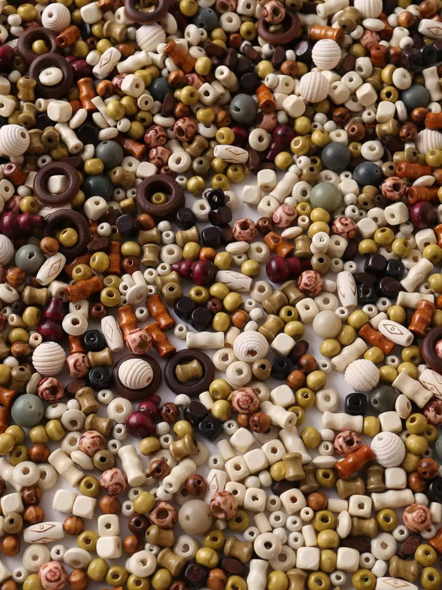 新中式原木珠菩提混搭串珠散珠DIY手工制作手串饰品配件有孔珠子