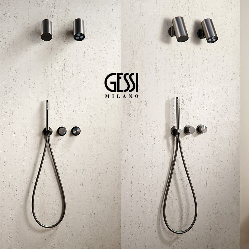 意大利Gessi暗装双射灯花洒极简风格内嵌入墙式全铜淋浴花洒套装