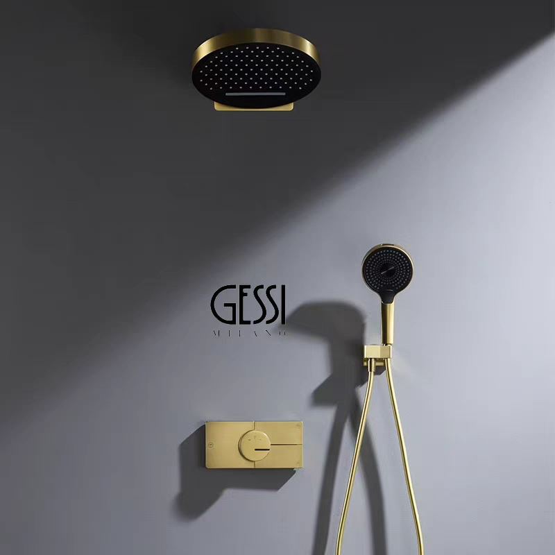 意大利Gessi入墙式花洒全铜冷热恒温暗装预埋嵌入式淋浴花洒套装
