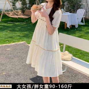 胖女孩连衣裙洋气宽松显瘦女大童夏装初高中学生裙子胖女童公主裙