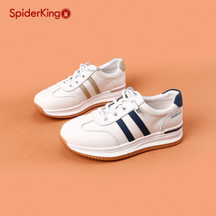 松紧带一脚蹬运动休闲德迅鞋 平底板鞋 2025春季 蜘蛛王女真皮小白鞋