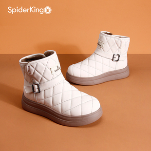 蜘蛛王雪地靴女2025冬季 防水休闲马丁靴 加绒保暖短靴东北户外棉鞋