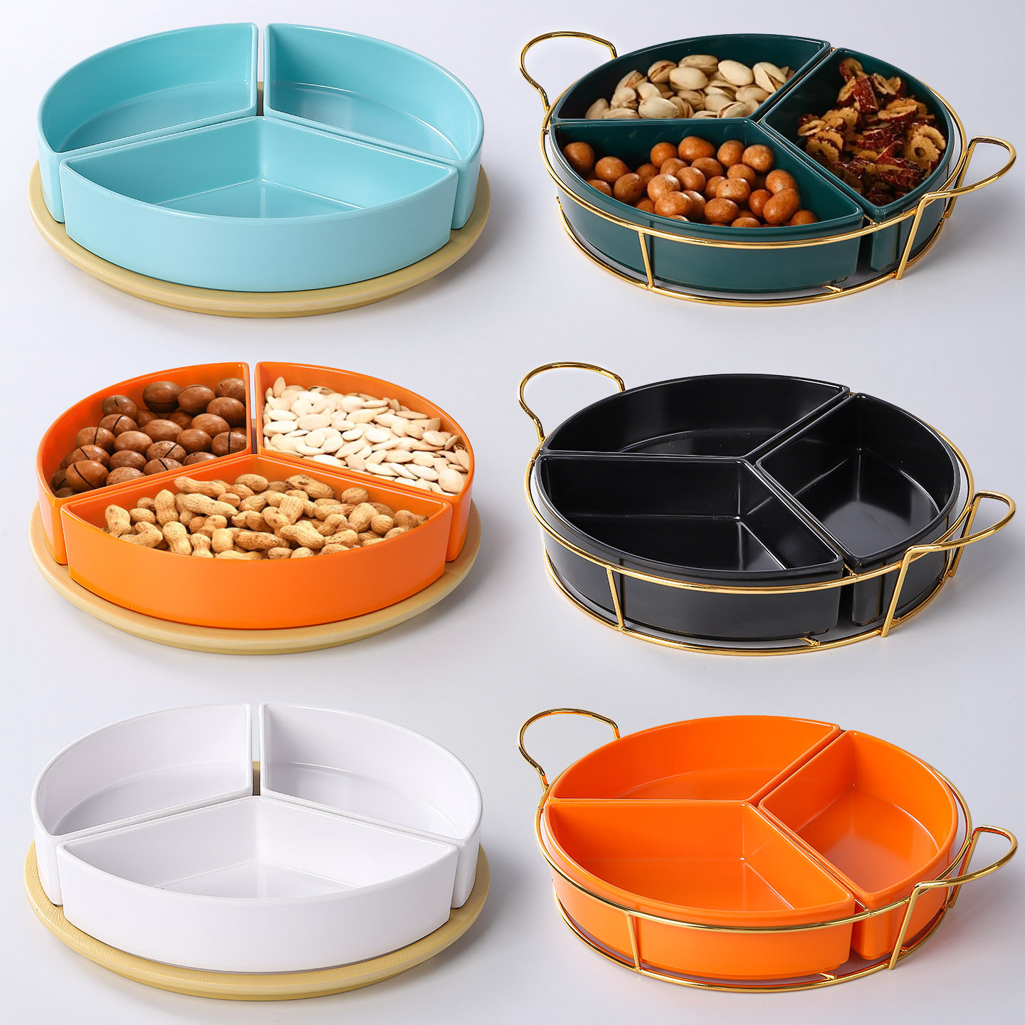 3格果盘ktv酒吧水果盘密胺足浴店分格零食盘棋牌台球室多格小吃盘