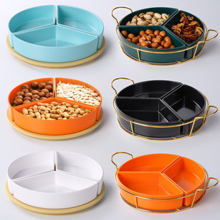 3格果盘KTV酒吧水果盘密胺足浴店分格零食盘棋牌台球室多格小吃盘