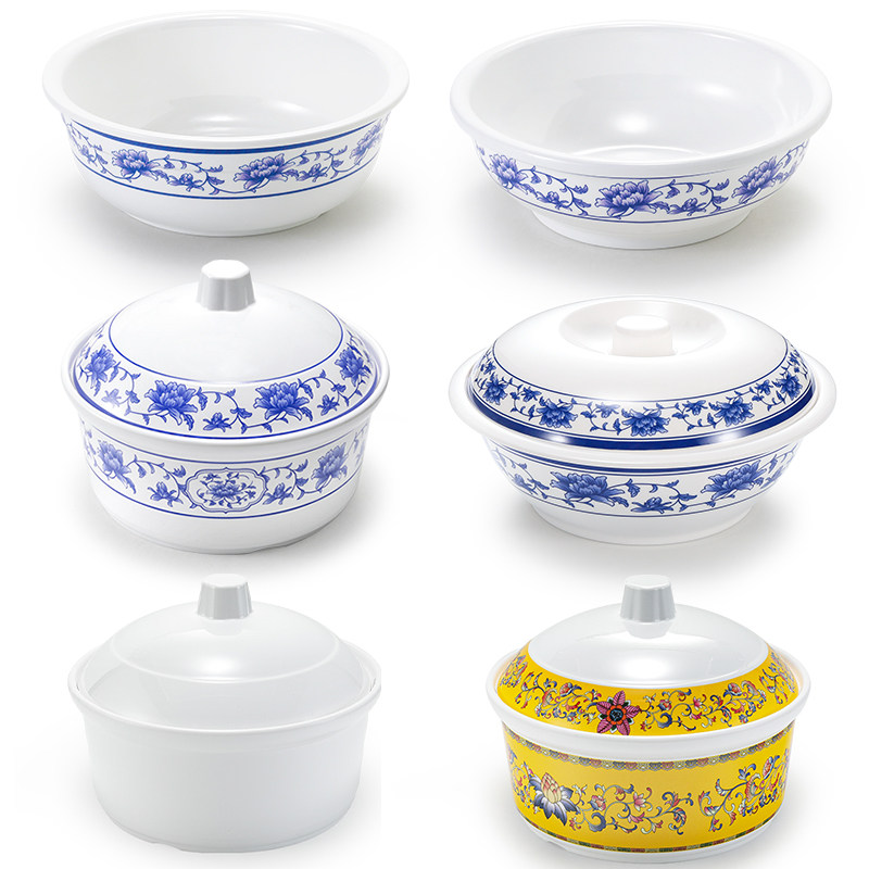 密胺青花仿瓷大汤盆餐厅饭店盛汤品锅汤大号饭盆中式商用塑料餐具