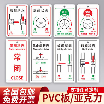 阀门开关标识牌球阀状态挂牌吊牌