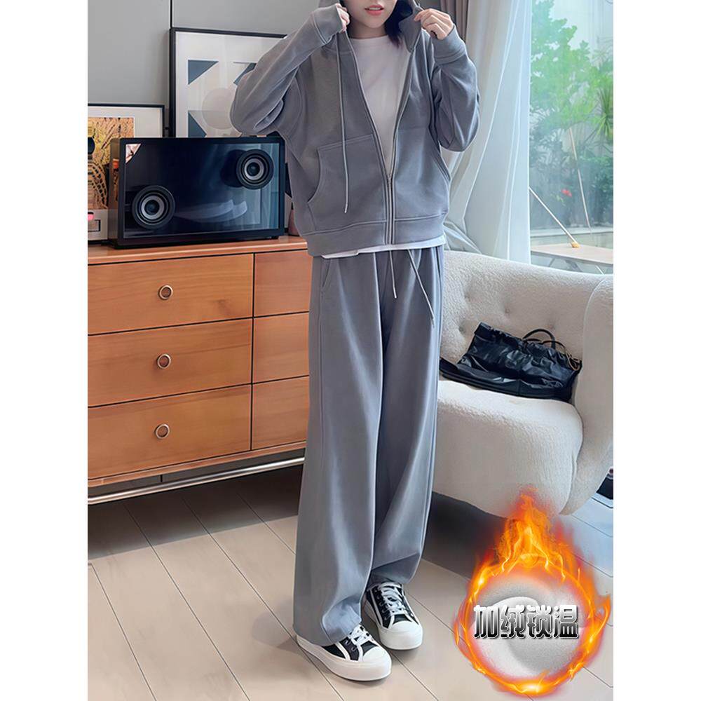 ROUMIKL高级感休闲运动服套装女装秋冬爆款洋气开衫卫衣休闲长裤