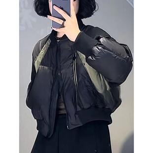 ROUMIKL撞色面包服女2025年冬季新款韩版设计感拼色短款夹克服外