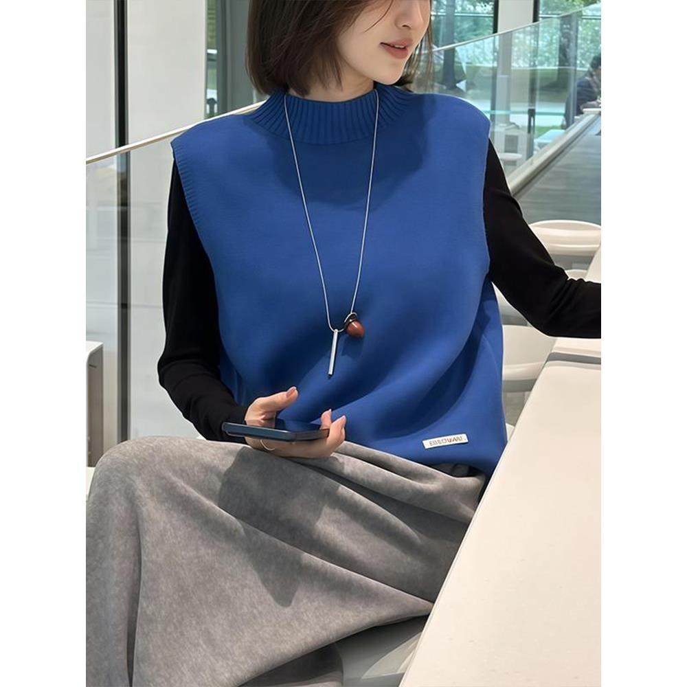 ROUMIKL慵懒风针织马甲女款秋冬百搭背心宽松毛衣叠穿打底衫显白