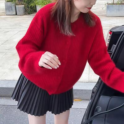 ROUMIKL秋冬独特漂亮上衣韩系绝美巨好看洋气减龄小众不撞款红色