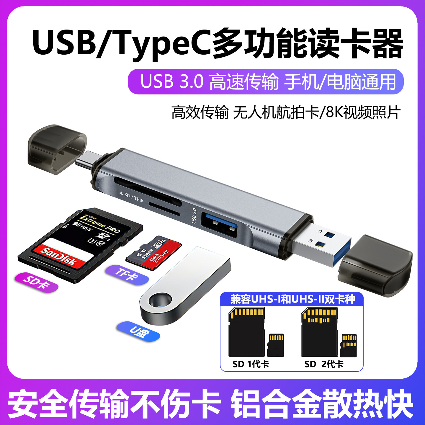 USB读卡器相机sd储存卡TF内存卡