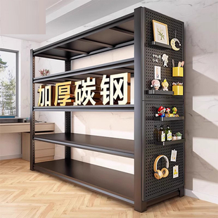 家用货架置物架落地多层储藏间阳台杂物快递收纳架钢制超市展示架