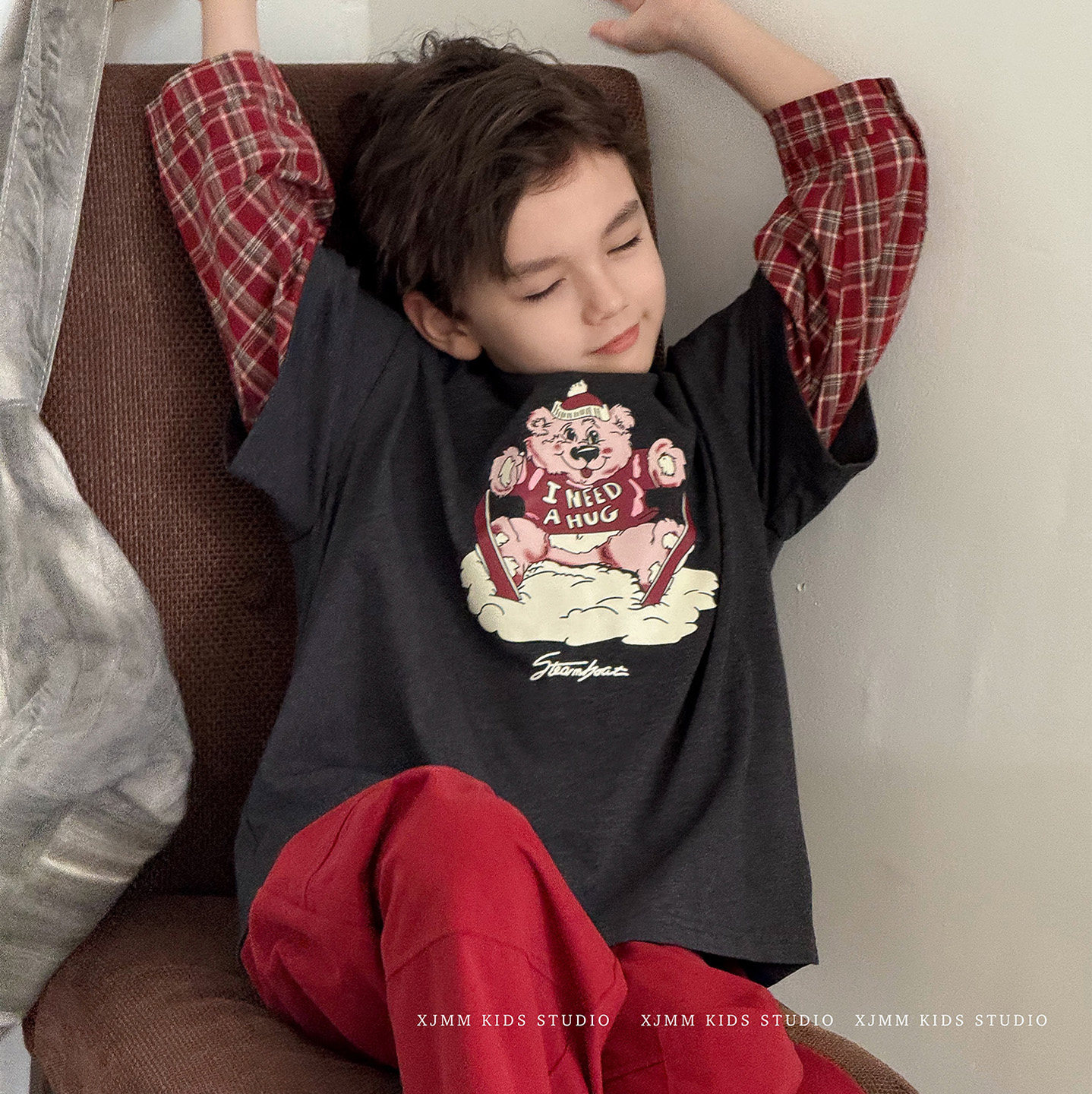 虾酱麻麻男童纯棉长袖t恤秋冬装2025新款假两件格子上衣儿童体恤,童装/婴儿装/亲子装,T恤,淘宝优惠券,粉丝福利购,淘宝优惠卷