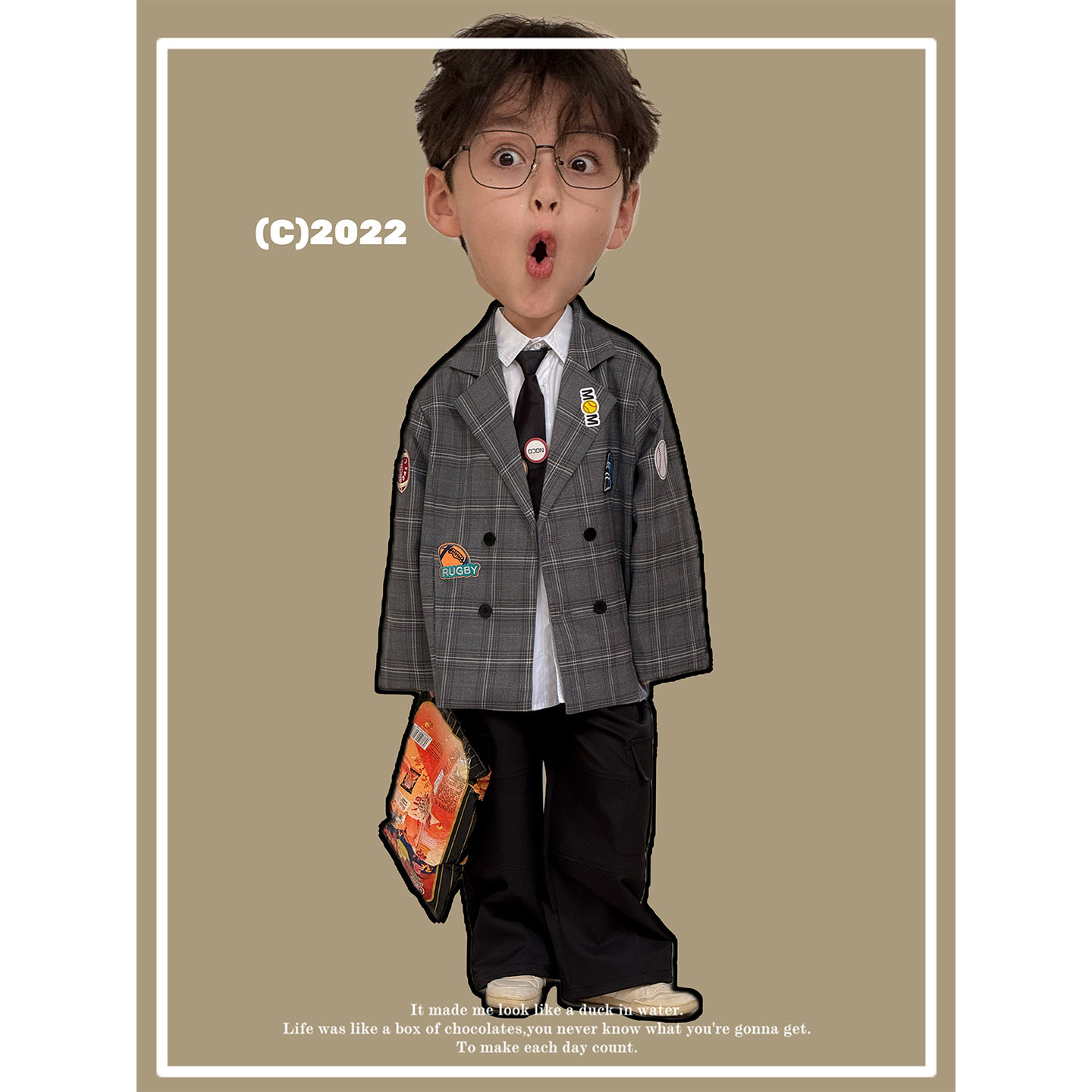 虾酱麻麻男童西装春秋季2026新款男孩卡通格纹英伦风儿童西服外套,童装/婴儿装/亲子装,西服/小西装,淘宝优惠券,粉丝福利购,淘宝优惠卷