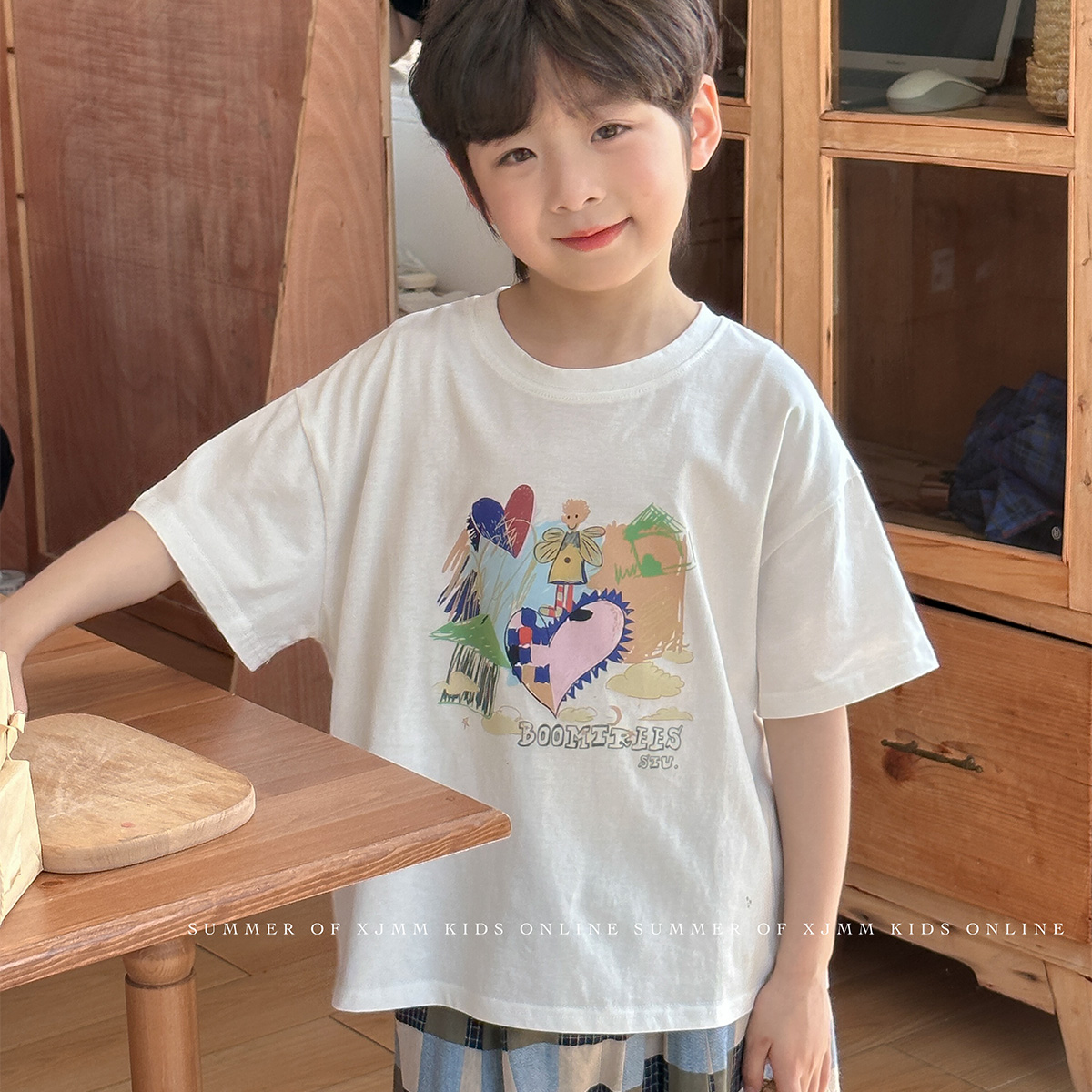 虾酱麻麻卡通印花休闲短袖T恤