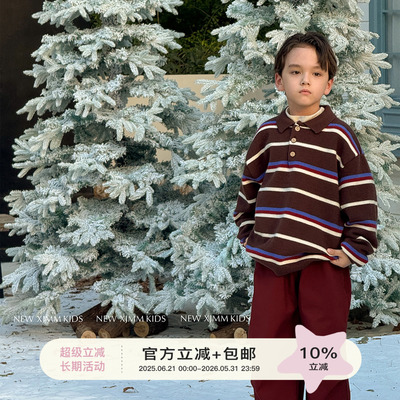 虾酱麻麻条纹polo毛衣