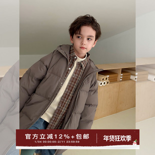 虾酱麻麻男童保暖羽绒服冬装2025新款男孩90白鸭绒连帽儿童装外套