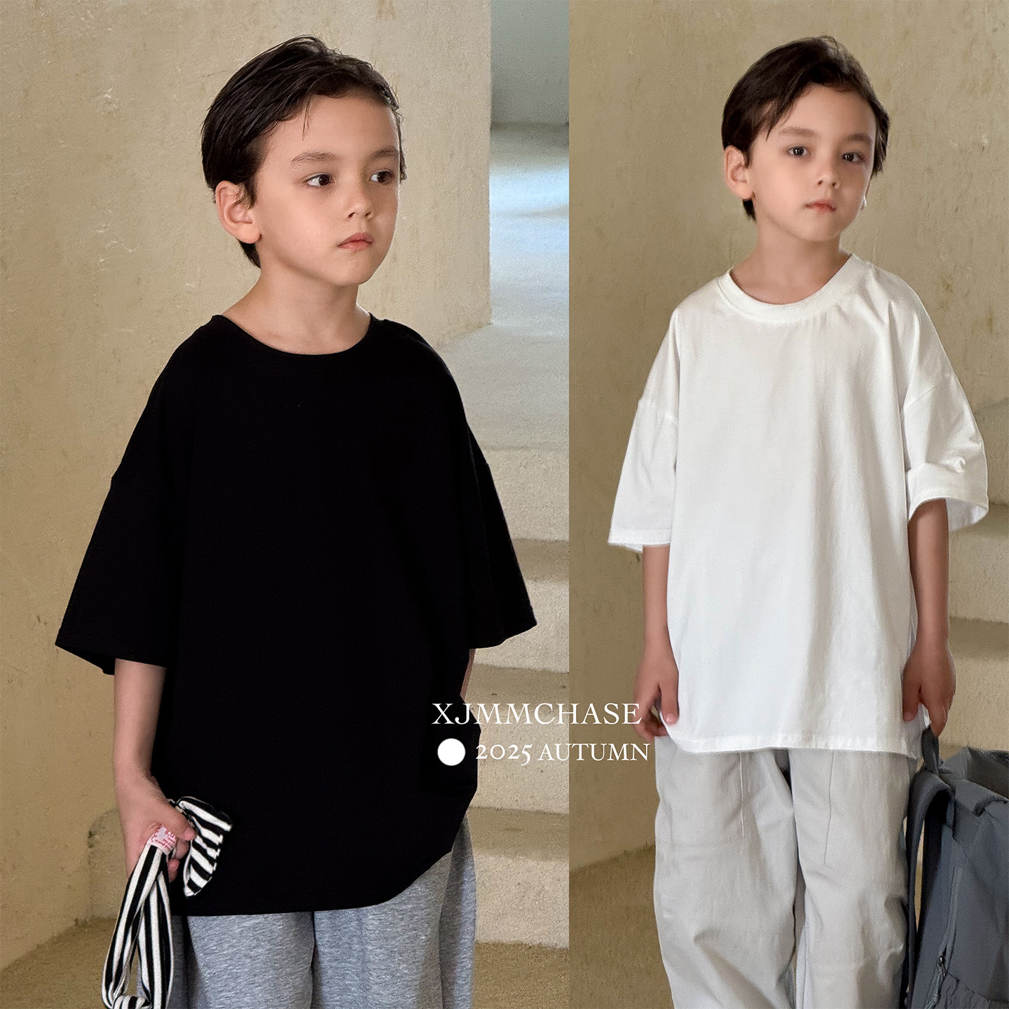 虾酱麻麻纯色短袖打底T恤