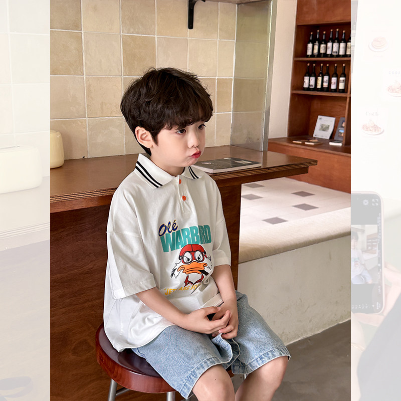 虾酱麻麻男童短袖t恤夏季2025新款宝宝薄体恤洋气儿童装Polo衫潮,童装/婴儿装/亲子装,T恤,淘宝优惠券,粉丝福利购,淘宝优惠卷