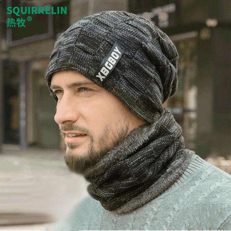 套头帽帽子围脖套装冬季加绒男女