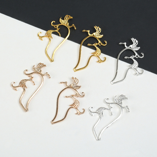 合金大雁diy发冠材料古风发簪新娘头饰步摇配件镀金镀银成对云雁