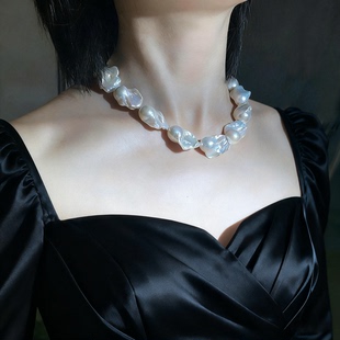 大巴洛克异型珍珠项链女2025款 天然淡水珍珠毛衣链异形夸张锁骨链