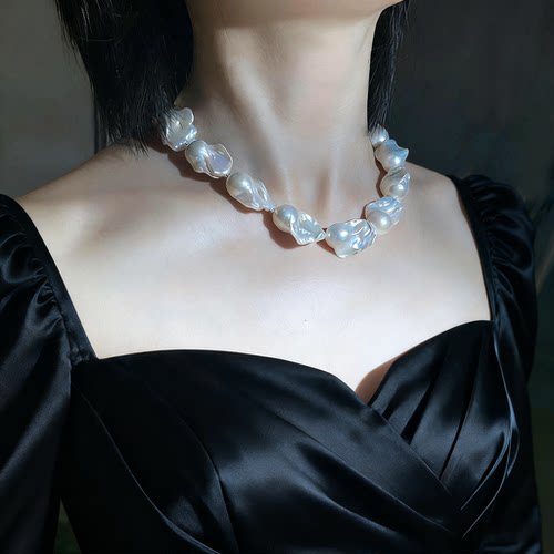 2025个性巴洛克珍珠项链毛衣链