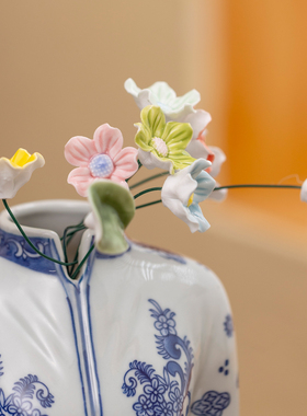 陶瓷花朵插花假花仿真花摆件装饰