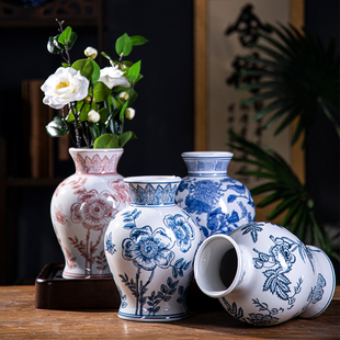 新中式陶瓷花瓶摆件玄关客厅餐桌插花中式装饰瓷瓶中国风