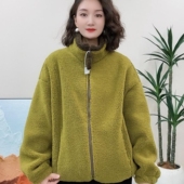 休闲风加绒保暖女装 妈妈装 上衣冬新款 羊羔毛外套女减龄宽松拉链款