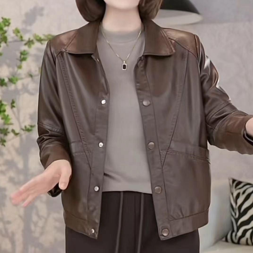 气质显瘦休闲皮衣外套女2025春秋款pu夹克衫时尚韩版宽松显瘦上衣