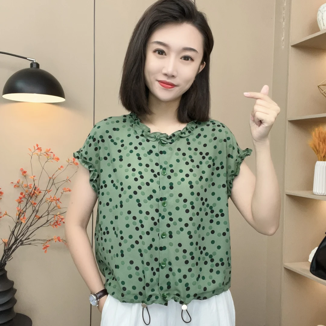 夏季新款洋气碎花减龄提花衬衫法式高级感透气短袖T恤小衫上衣女