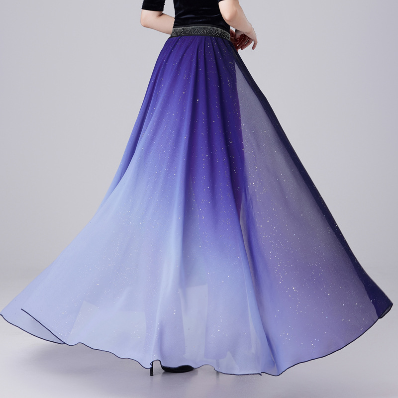 现代舞气质腰纱新款渐变飘纱钻烫腰封女形体训练模特走秀腰裙腰