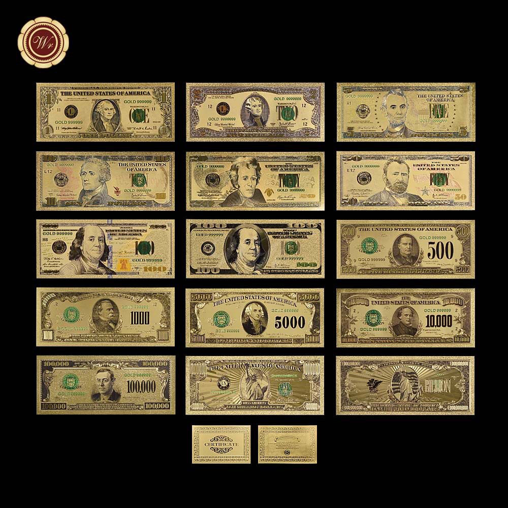 塑料金箔钞彩色美金 创意纪念钞金箔收藏货币厂家货源