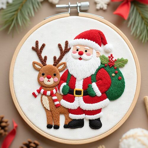 跨境新款 Christmas Gnomes Embroidery 圣诞刺绣diy刺绣套装
