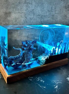 哥斯拉呼吸灯God.zi.lla Monster Resin Lamp怪兽摧毁城市树脂灯