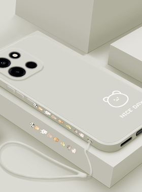 适用一加turbo6手机壳简约小熊小兔1+Turbo6V直边液态硅胶男女款oneplus全包防摔保护套PLU110超薄可爱软壳