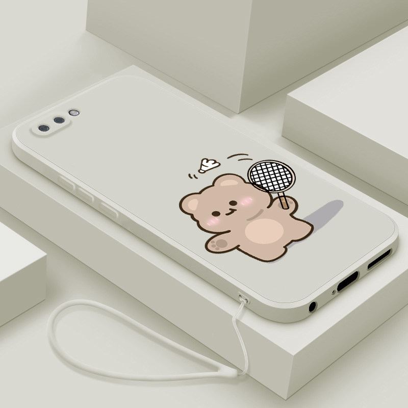 适用于oppor11手机壳新款液态硅胶R11S保护套r11plus超薄简约打球熊r11sp全包男女款0pp0高级防摔限量版