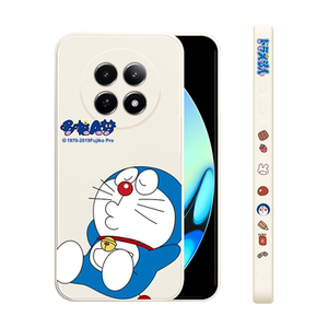 适用realme12手机壳新款卡通叮当猫真我12液态硅胶保护套Realme十二直边个性创意女款RMX3992镜头全包防摔